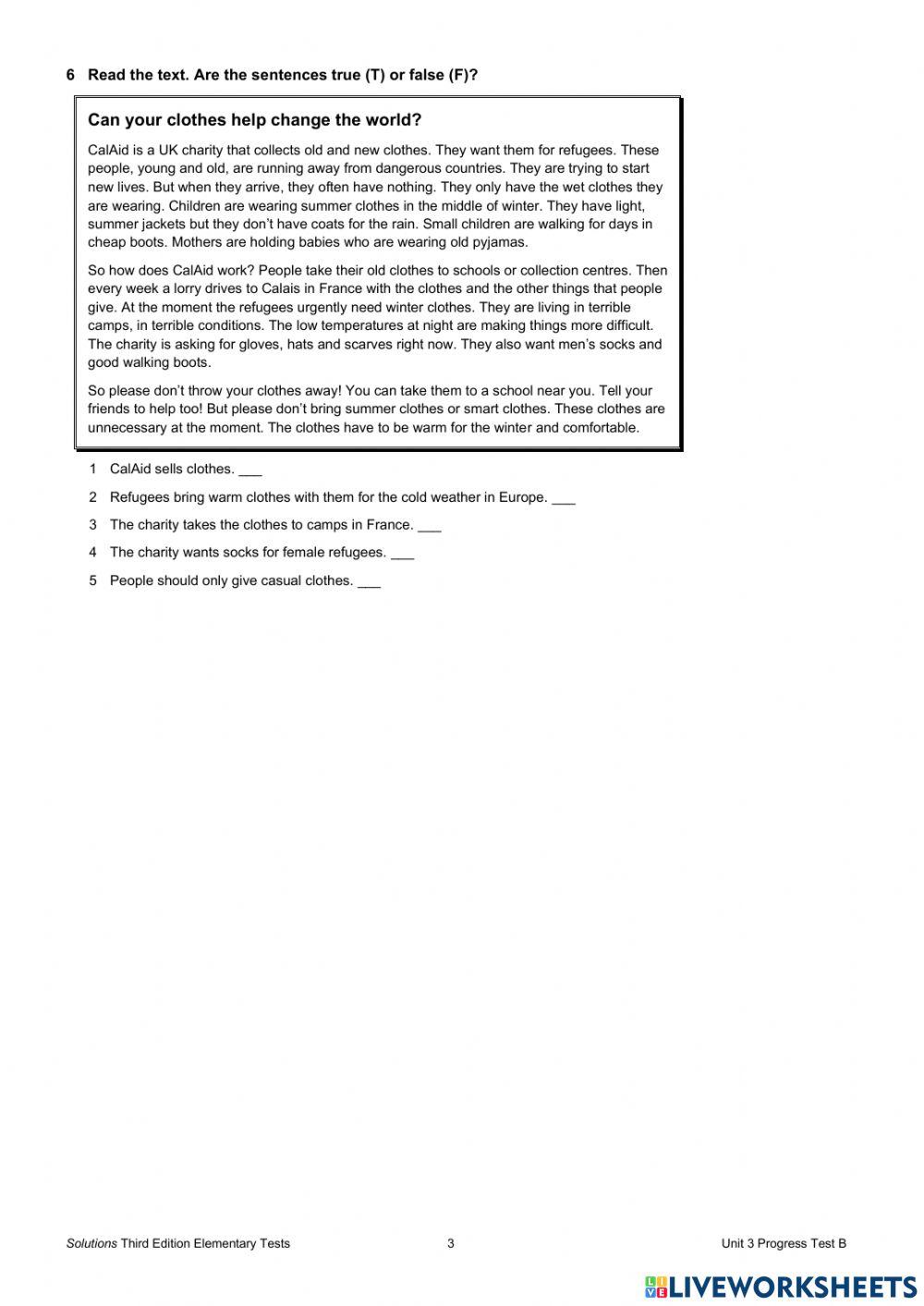 Progress test unit 3 B