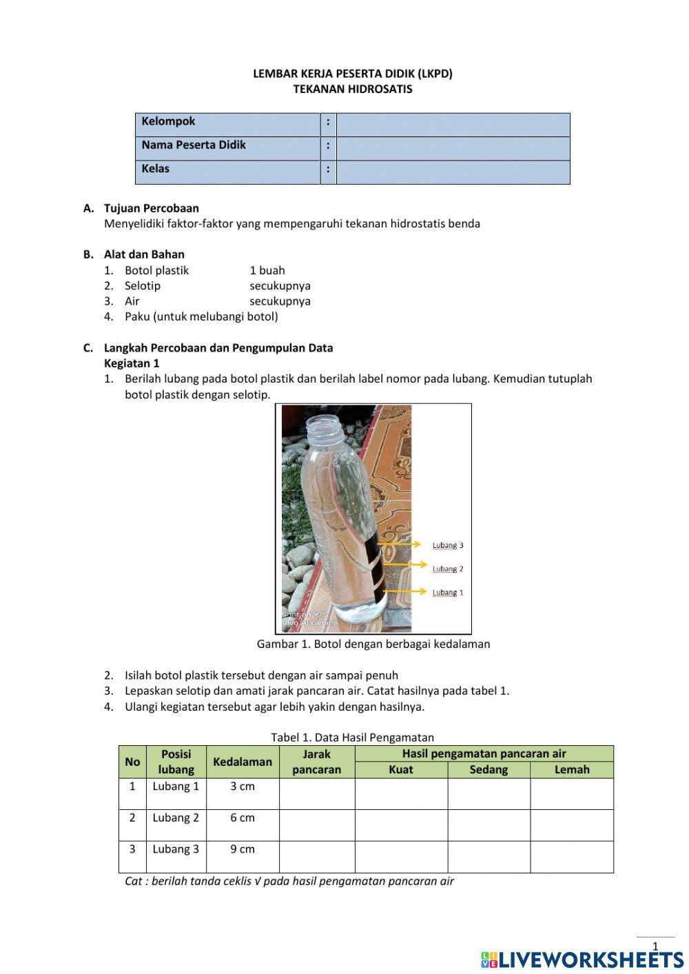 E-LKPD Tekanan Hidrostatis