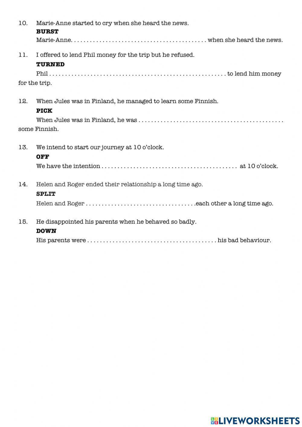 Phrasal Verbs Test 5