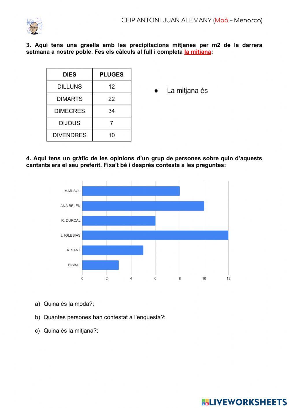 Examen final estadística sisè