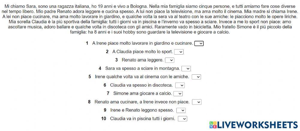 Hobbies 2 - vocabolario a1