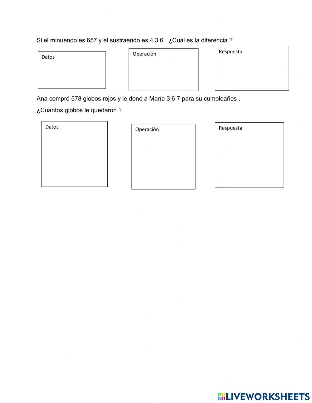 Sustracciones  sin dificultad