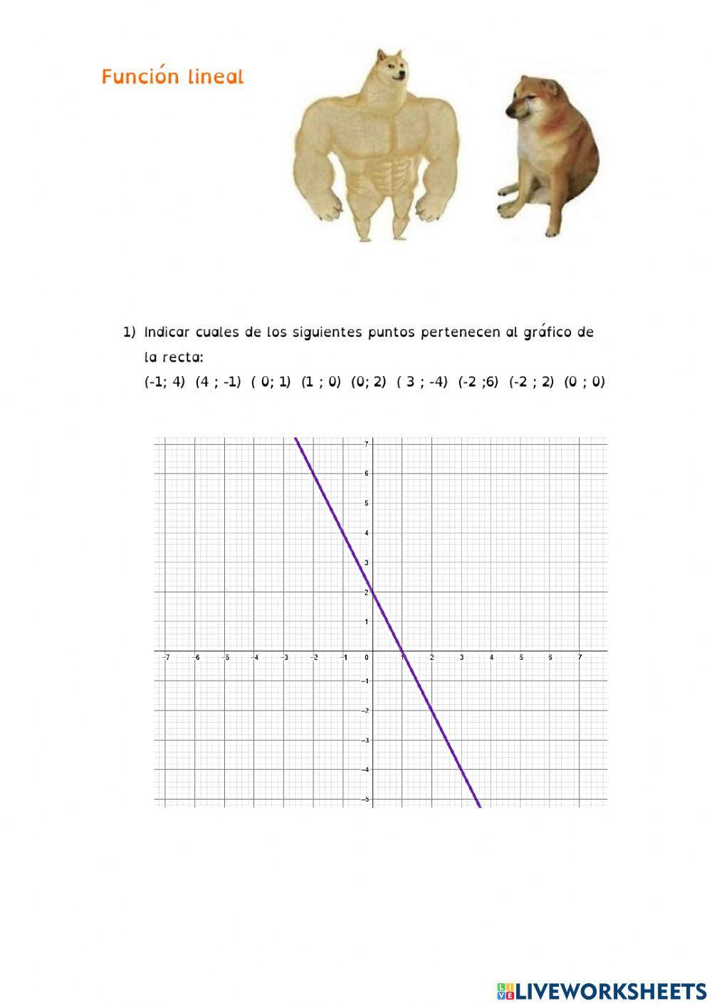 Función lineal identificar puntos y gráficas