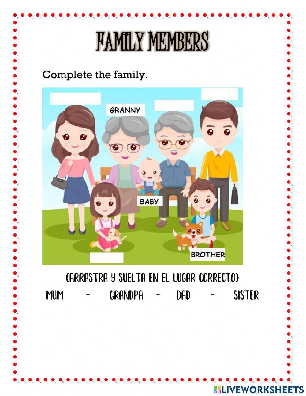 Numbers, colours, family members and school objects