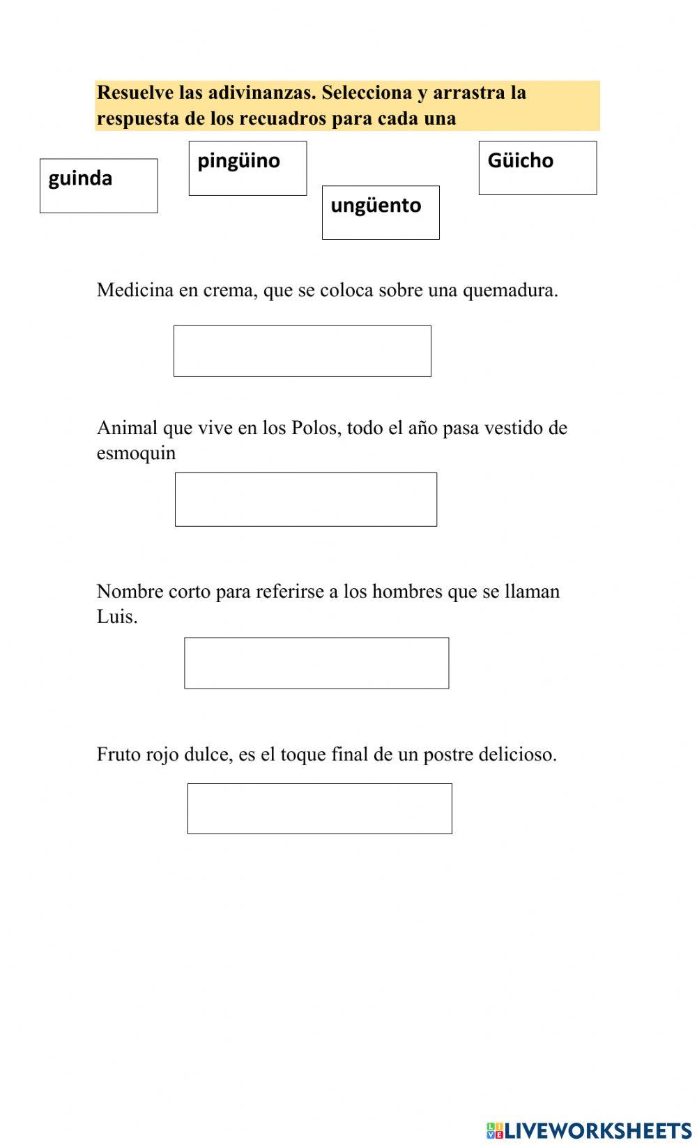 Hoja de trabajo verbos y diptongos