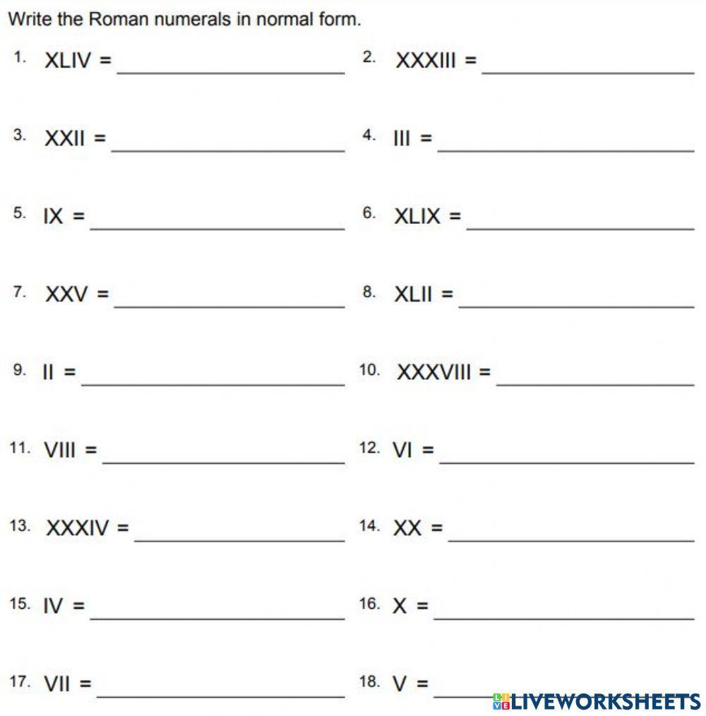 Roman to normal numbers