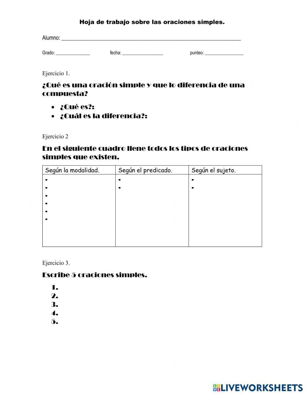 Oraciones simples