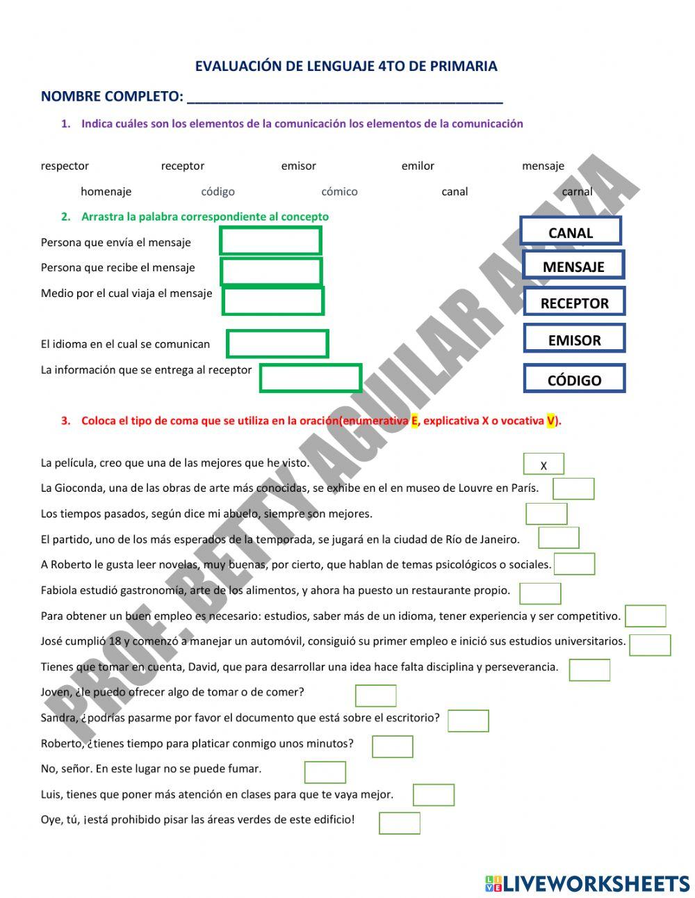 Evaluación lenguaje
