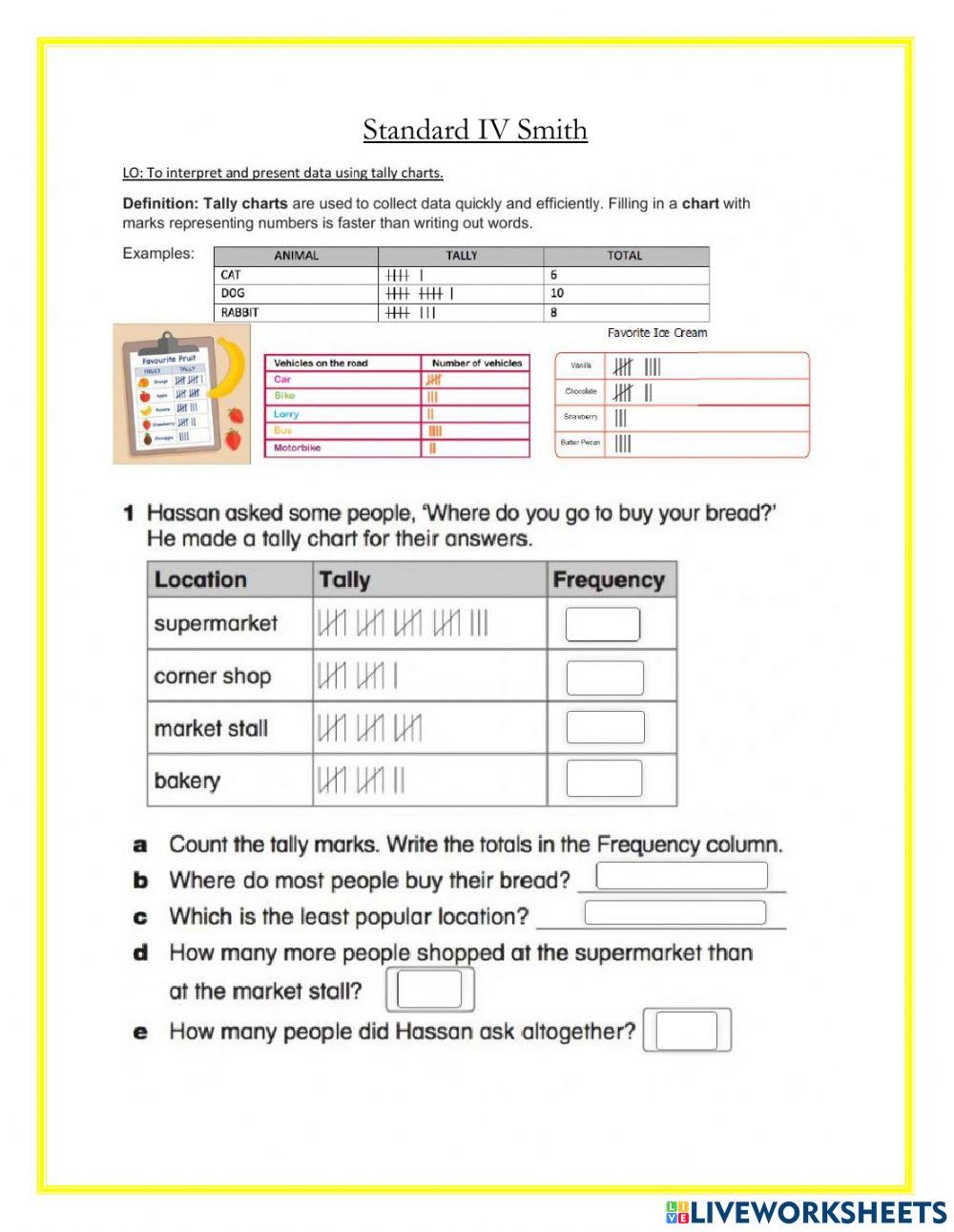 Standard IV Smith Tally Chart May 20