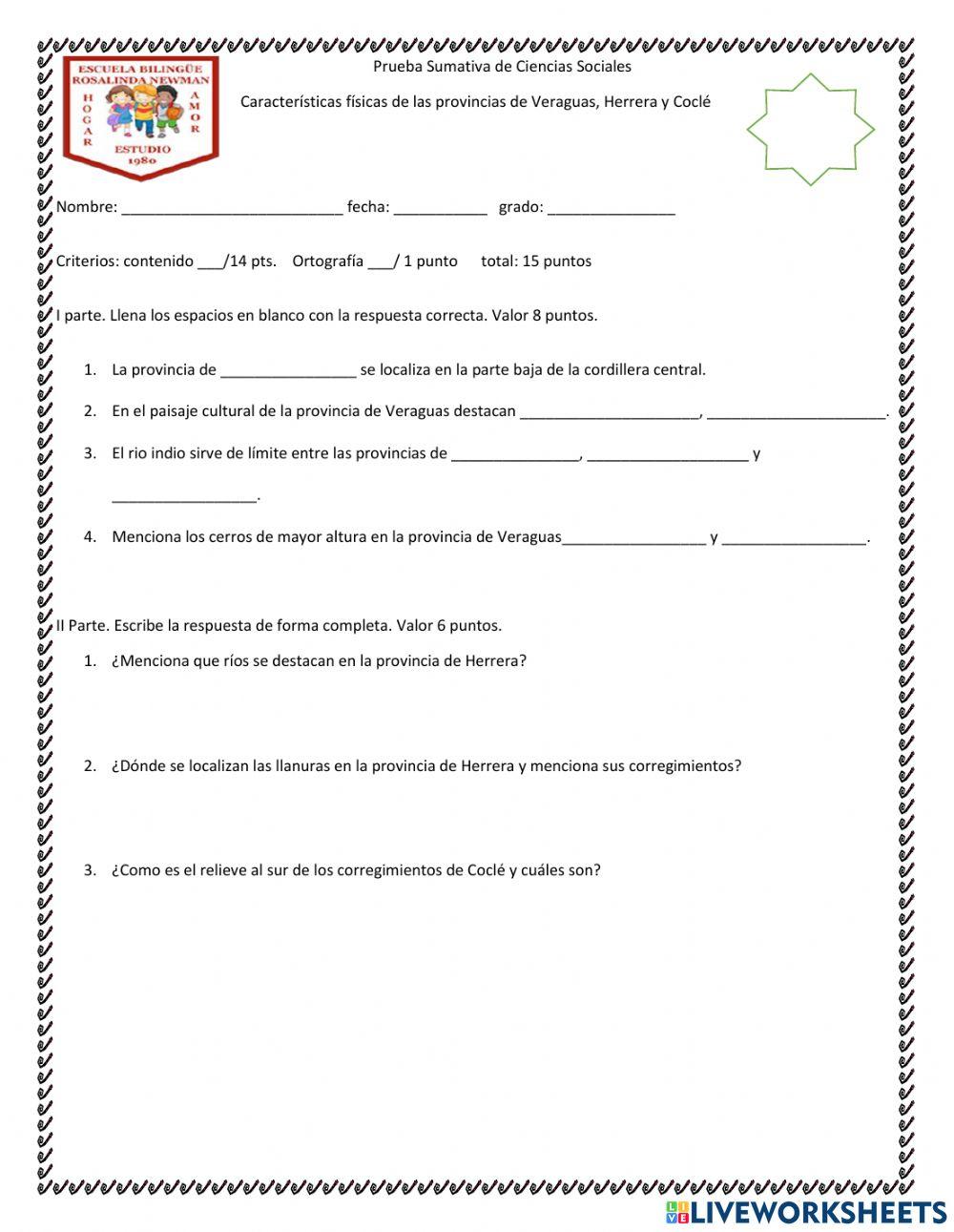 Características Físicas de los corregimientos