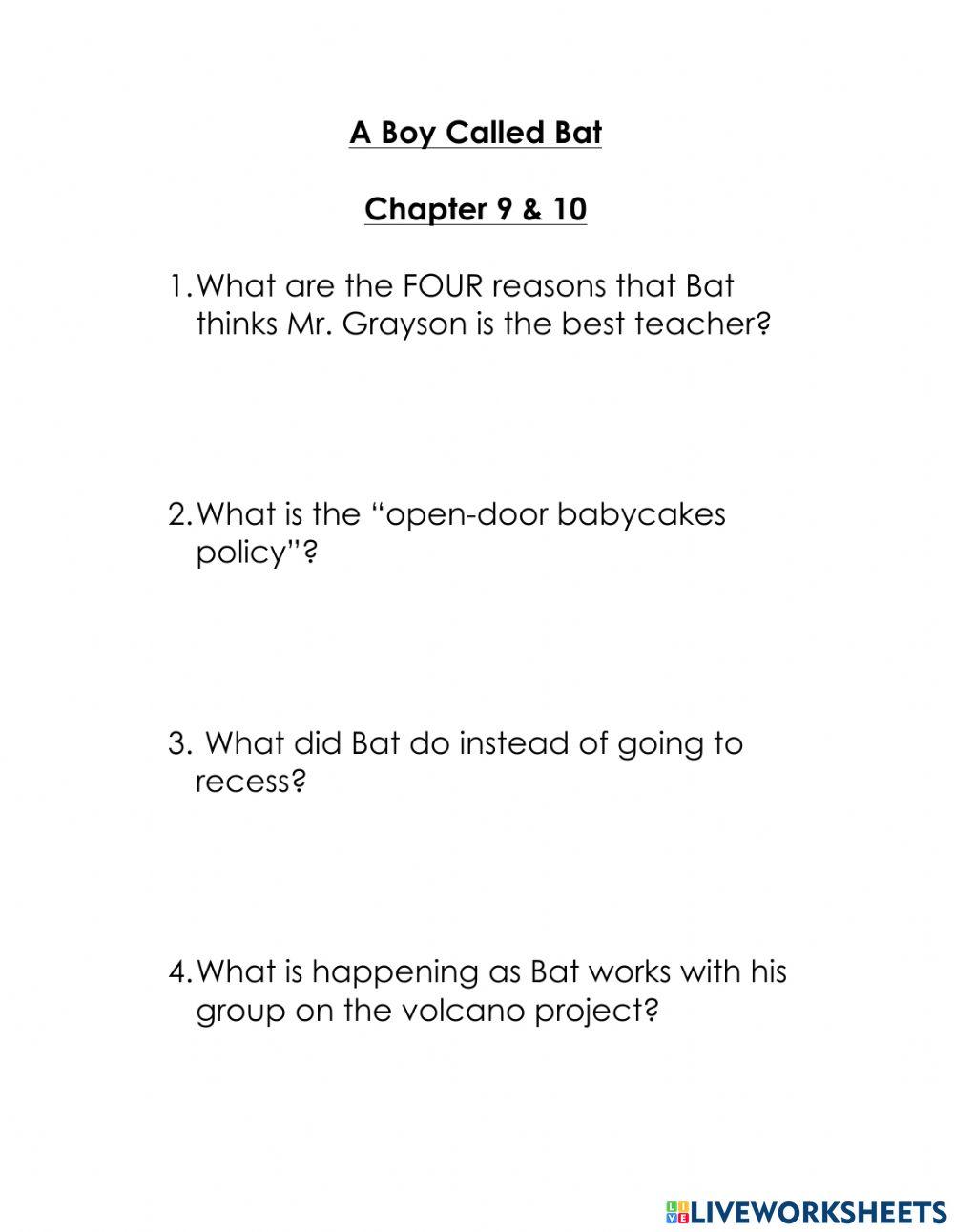 A Boy Called Bat - Chapter 9 & 10 revised