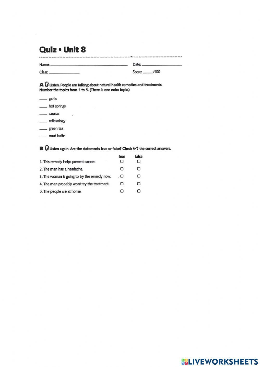 Unit 8 natural health