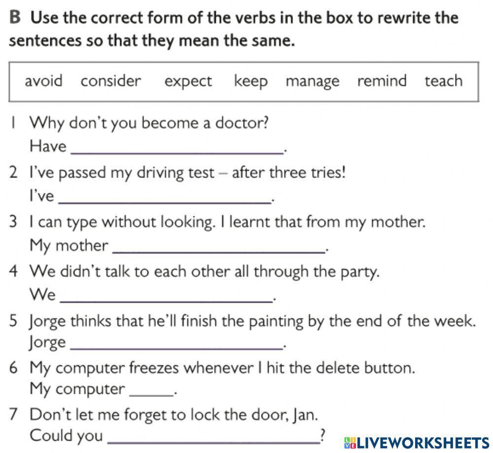 Verb patterns