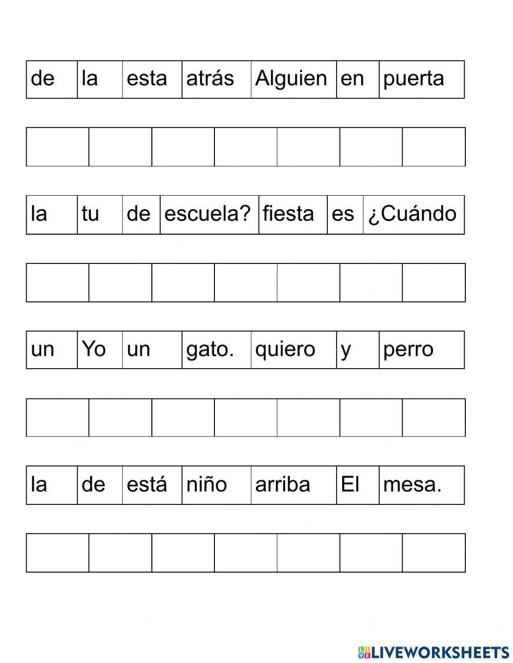 Organiza las oraciones