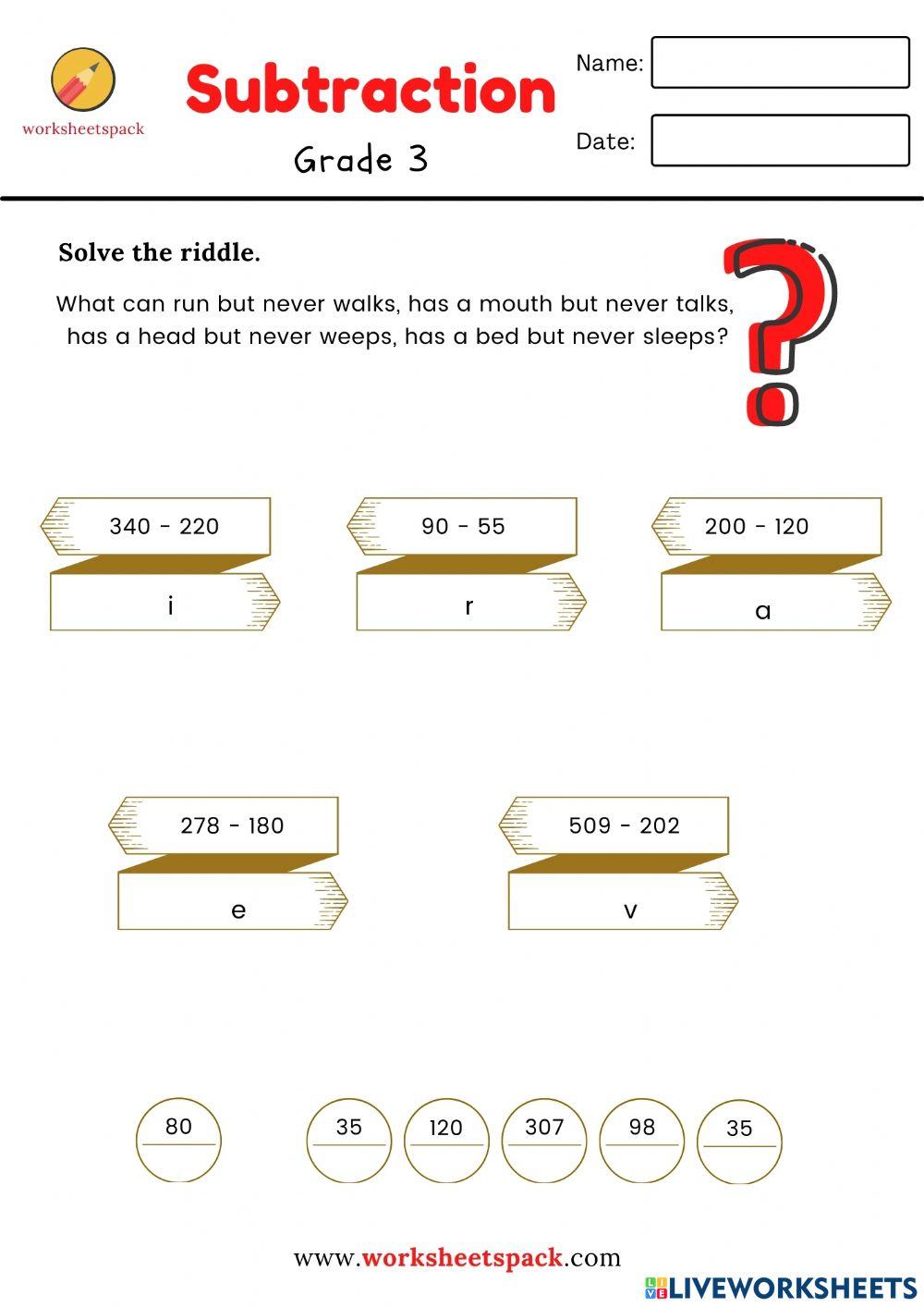 Subtraction solve the riddle