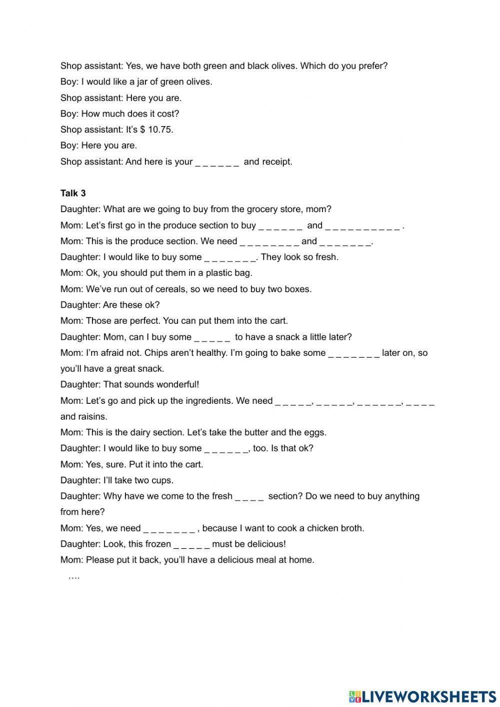 Shopping at the Grocery Store