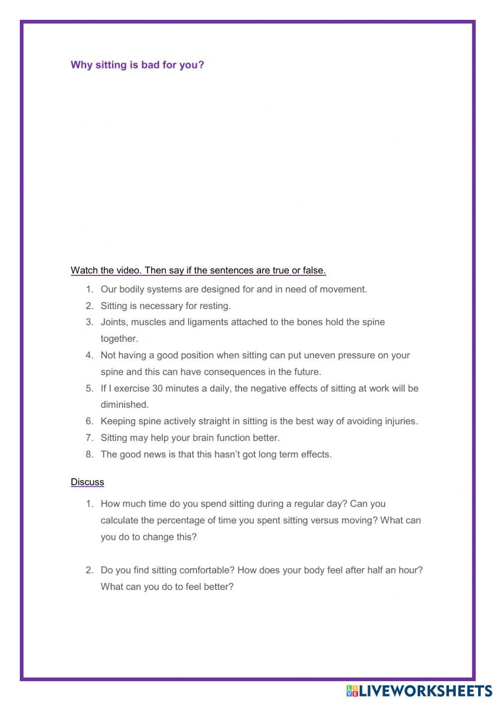 Why sitting is bad for you? TED TALK