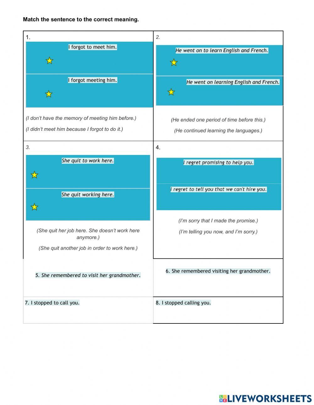 Gerunds and Infinitives - Meaning Changes