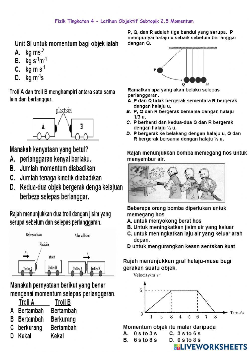 Momentum 1 | Free Interactive Worksheets | 1018483