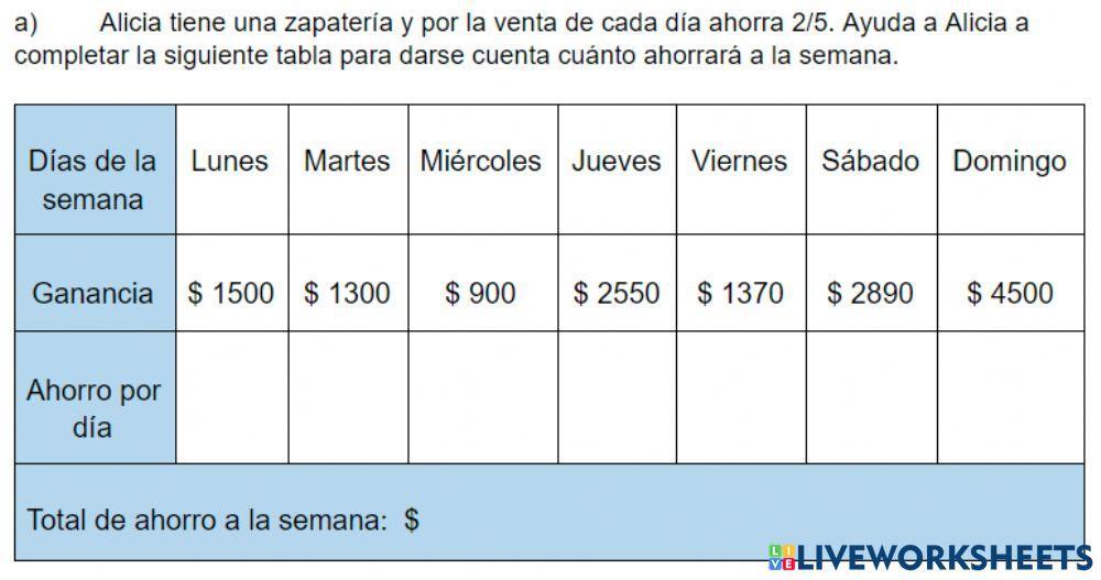 Operaciones de números naturales con números fraccionarios