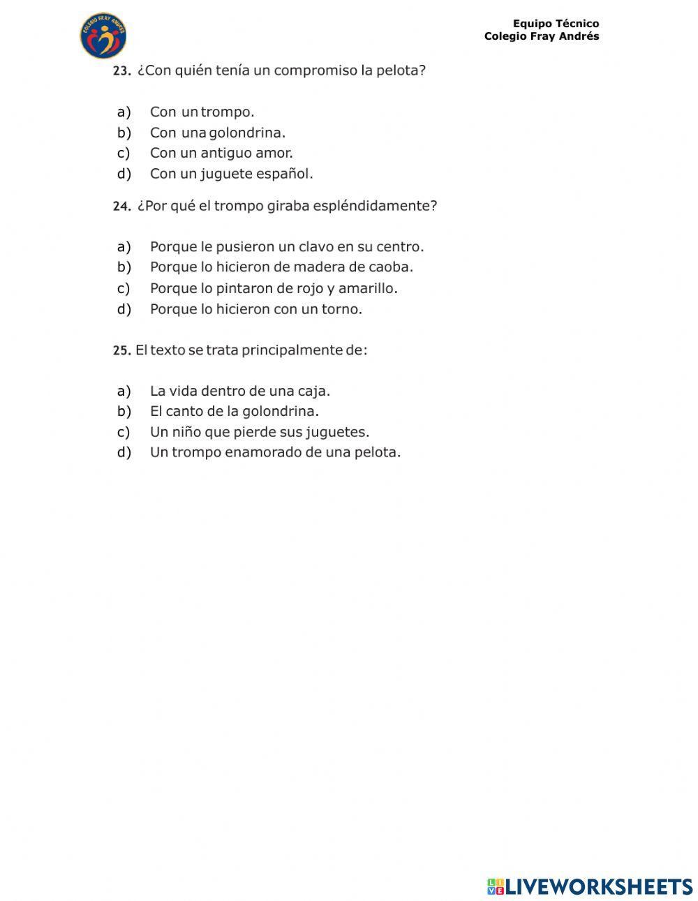 Prueba trimestral de 5º