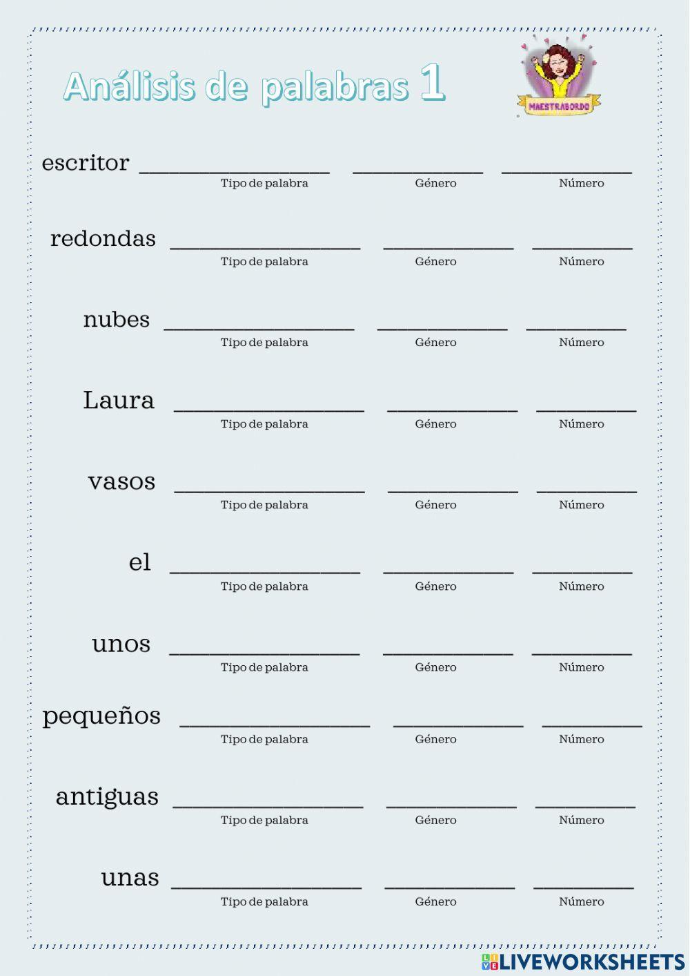 Análisis de palabras Análisis de palabras