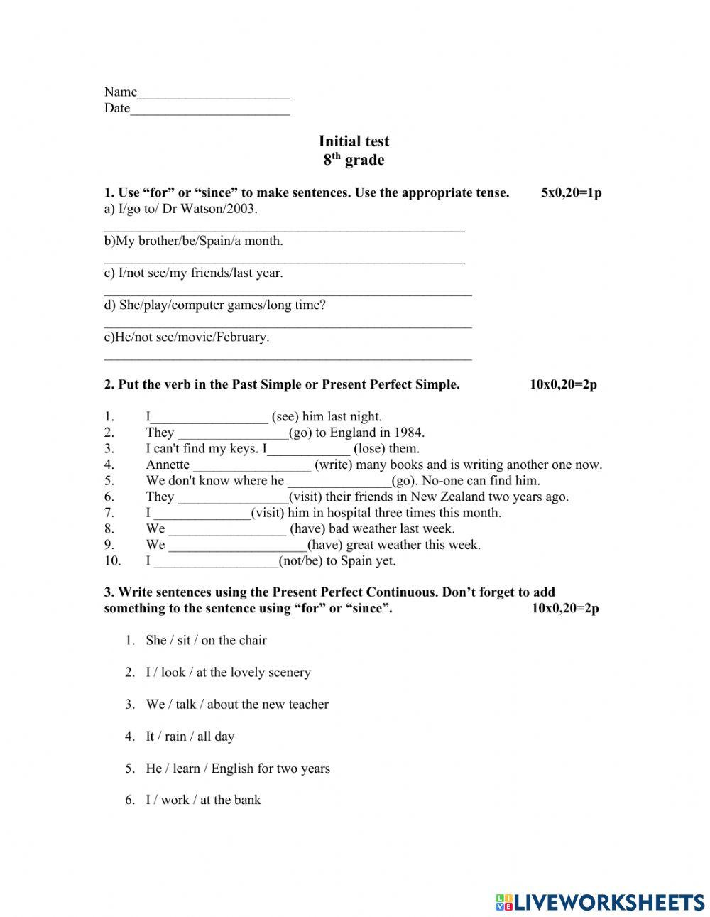 Revision Present Perfect and Present Perfect Continuous