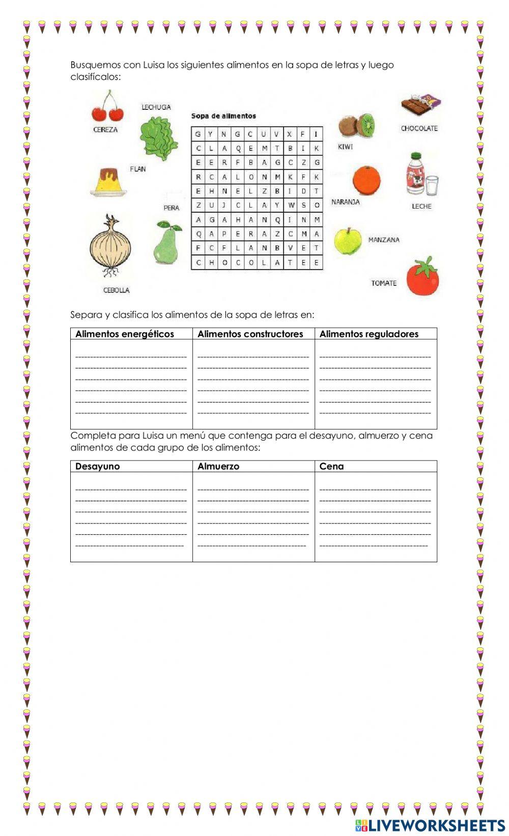 Clasificación de los alimentos