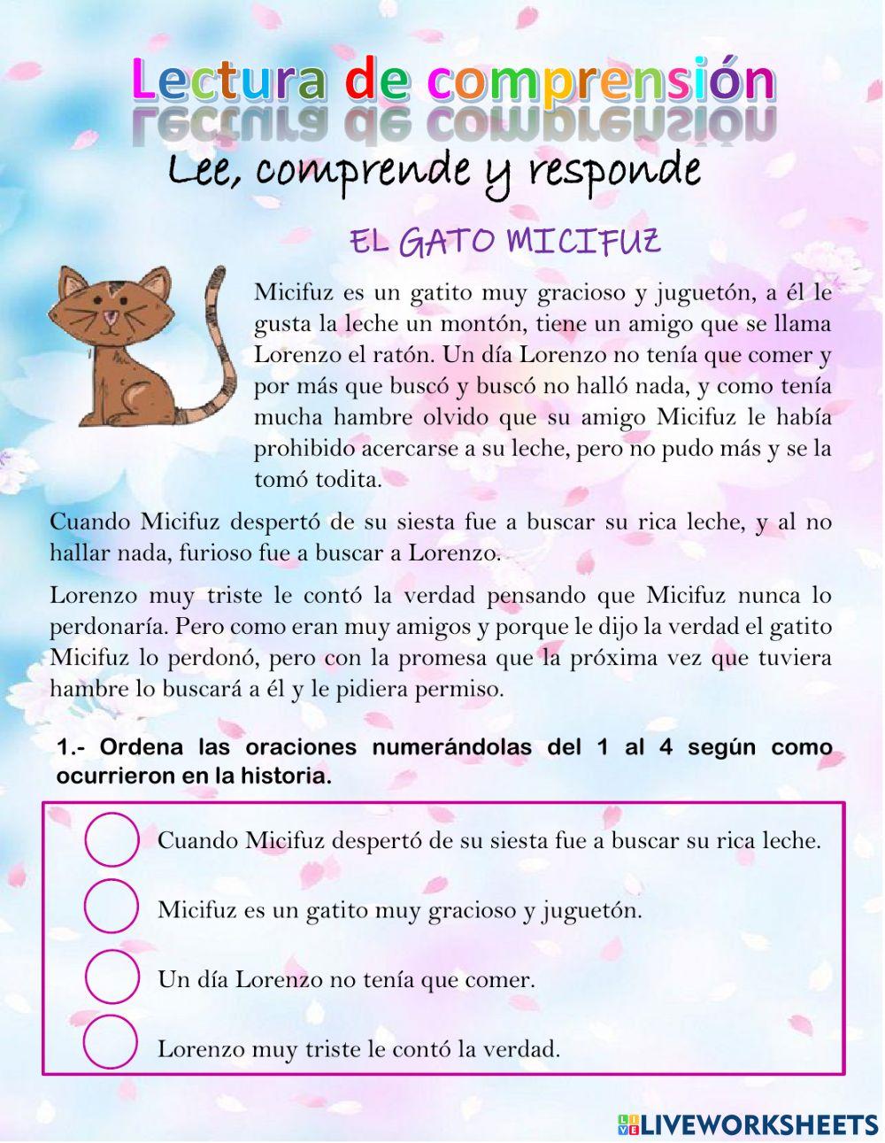 Lectura de comprensión Lectura de comprensión