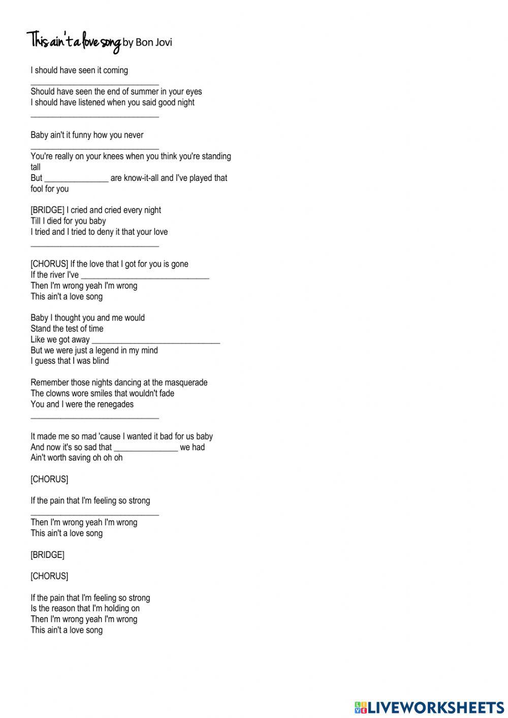 This ain't a love song