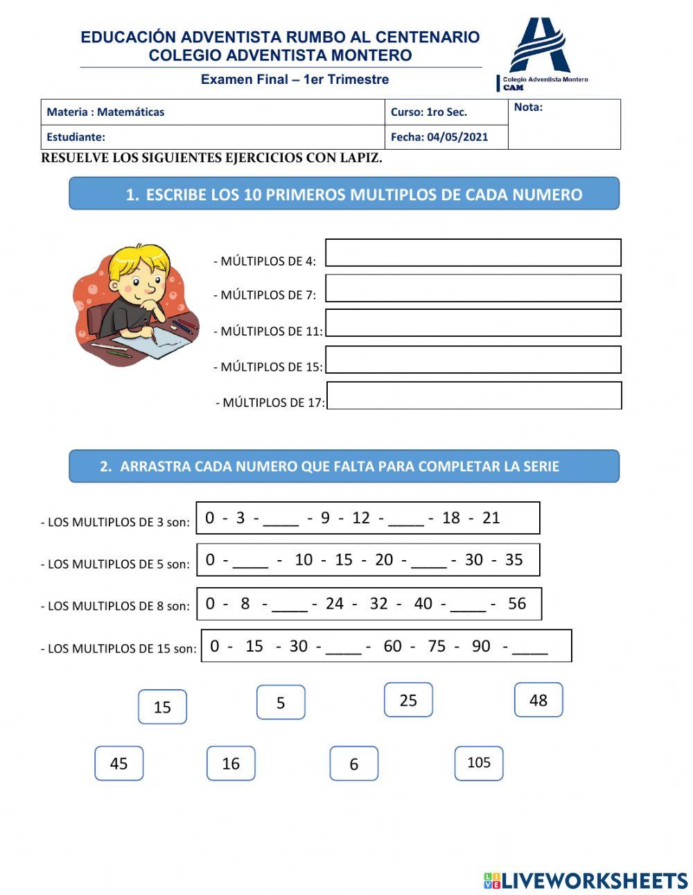Múltiplos, divisores y números primos
