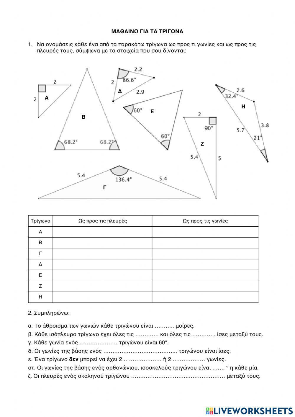 Μαθαινω τα τριγωνα