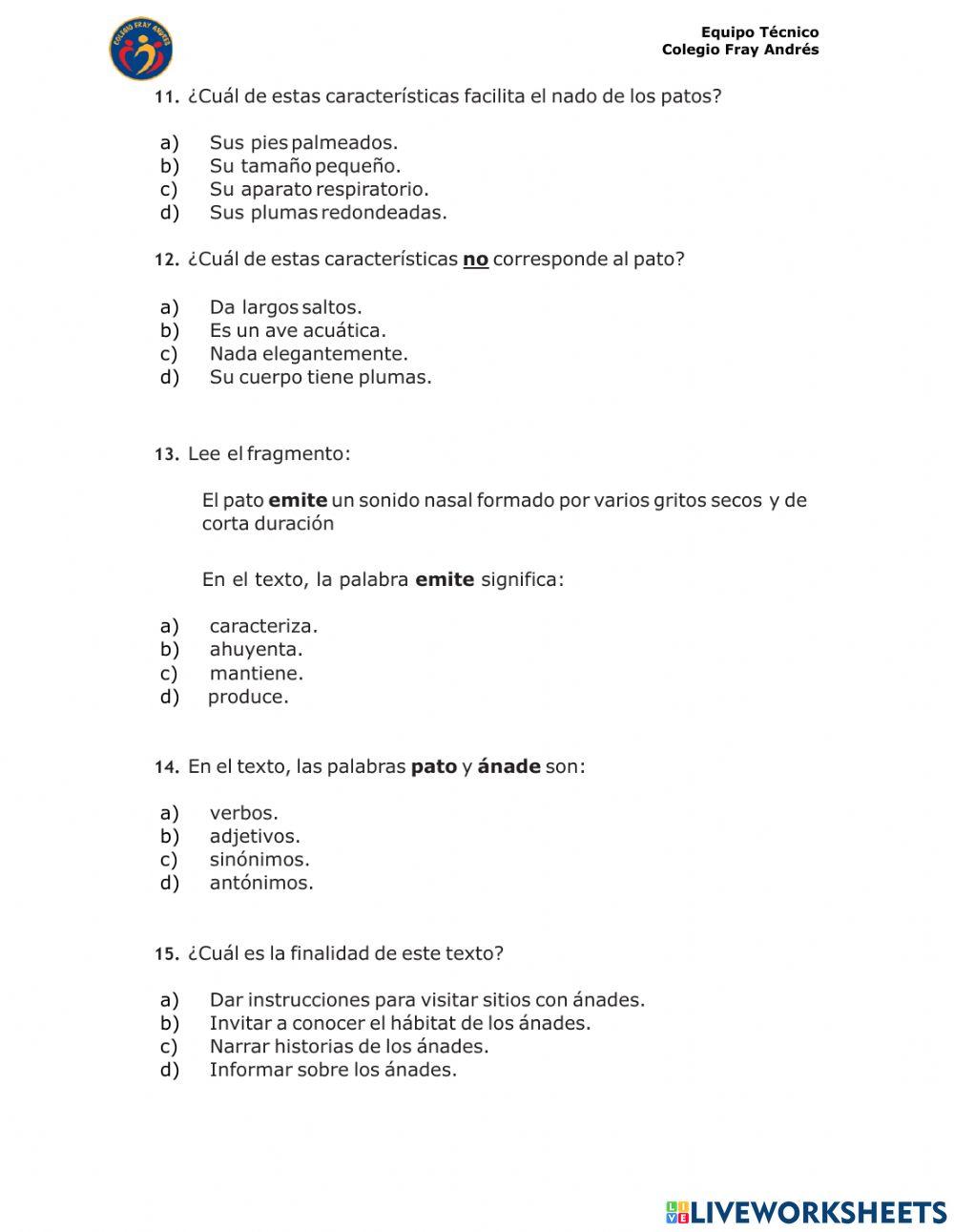 PRUEBA trimestral de 5º