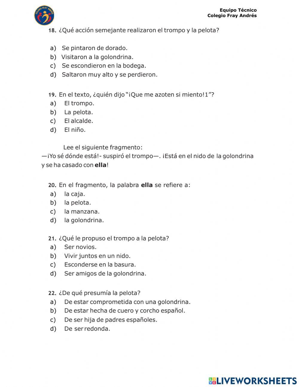 PRUEBA trimestral de 5º