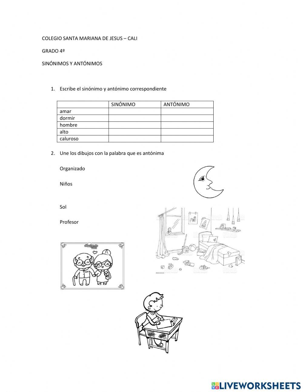 SINÓNIMOS Y ANTÓNIMOS - 4o - SMJ