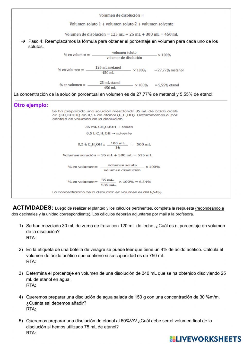 Concentración de soluciones