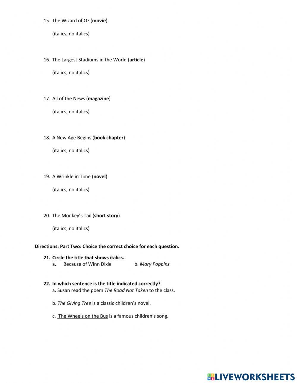Unit 9 Quiz Lessons 7 and 8