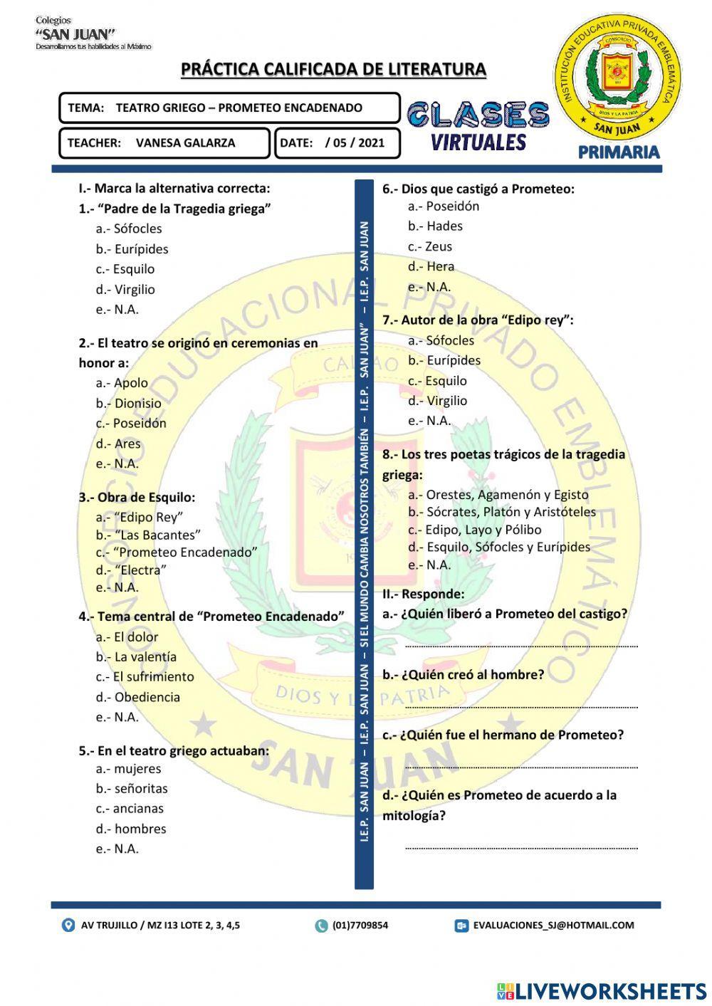 Teatro griero y Prometeo encadenado