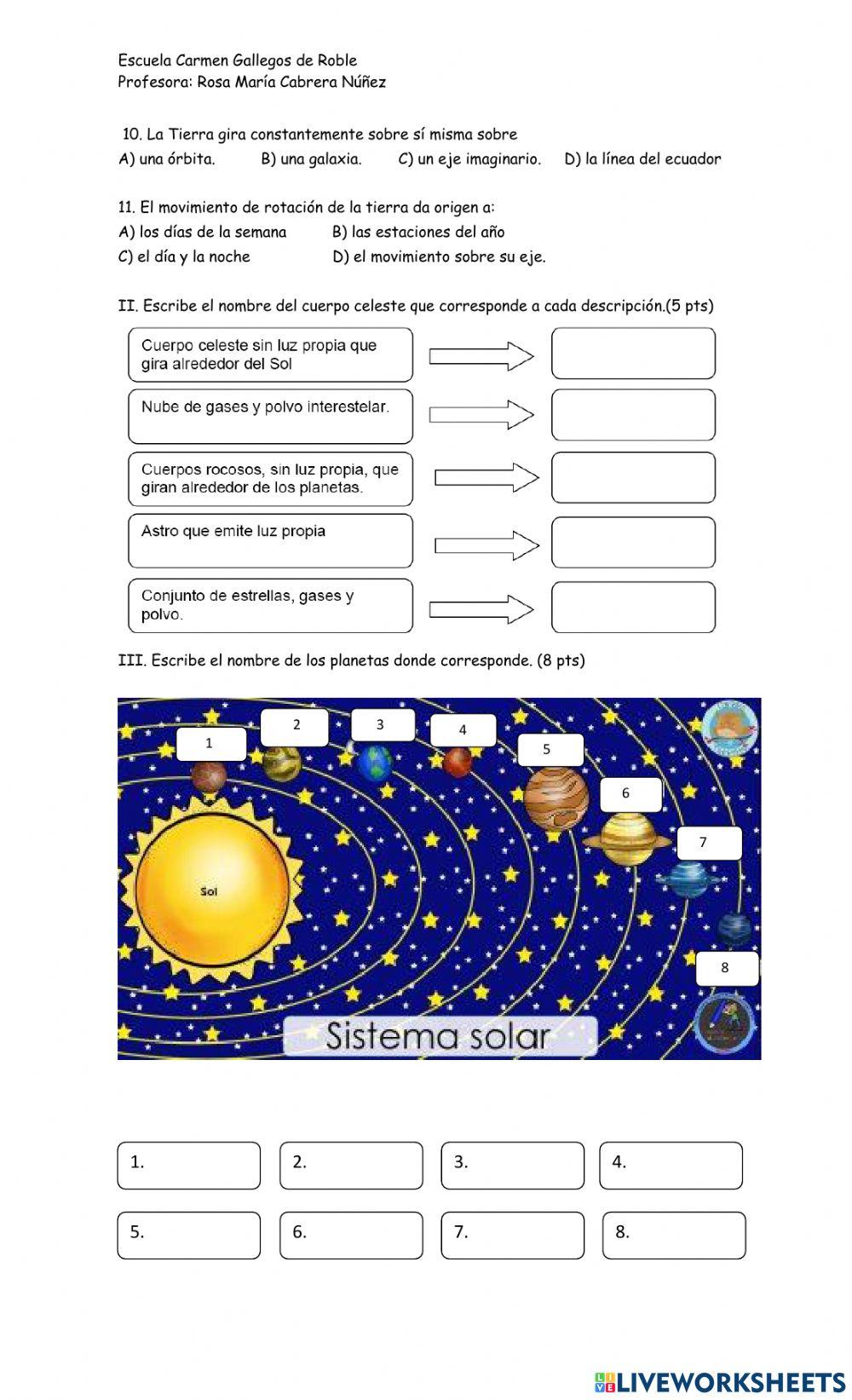 Test para niños: los planetas del sistema solar