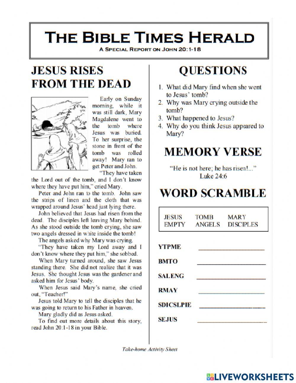 Jesus Rises From The Dead Worksheet Live Worksheets jesus-rises-from-the-dead-worksheet-live-worksheets