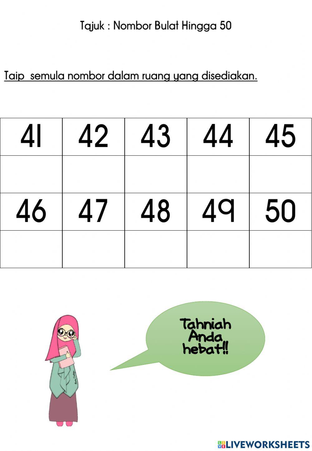 Nombor Bulat 1 hingga 50