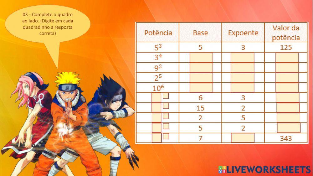Atividade - potenciação e raiz quadrada