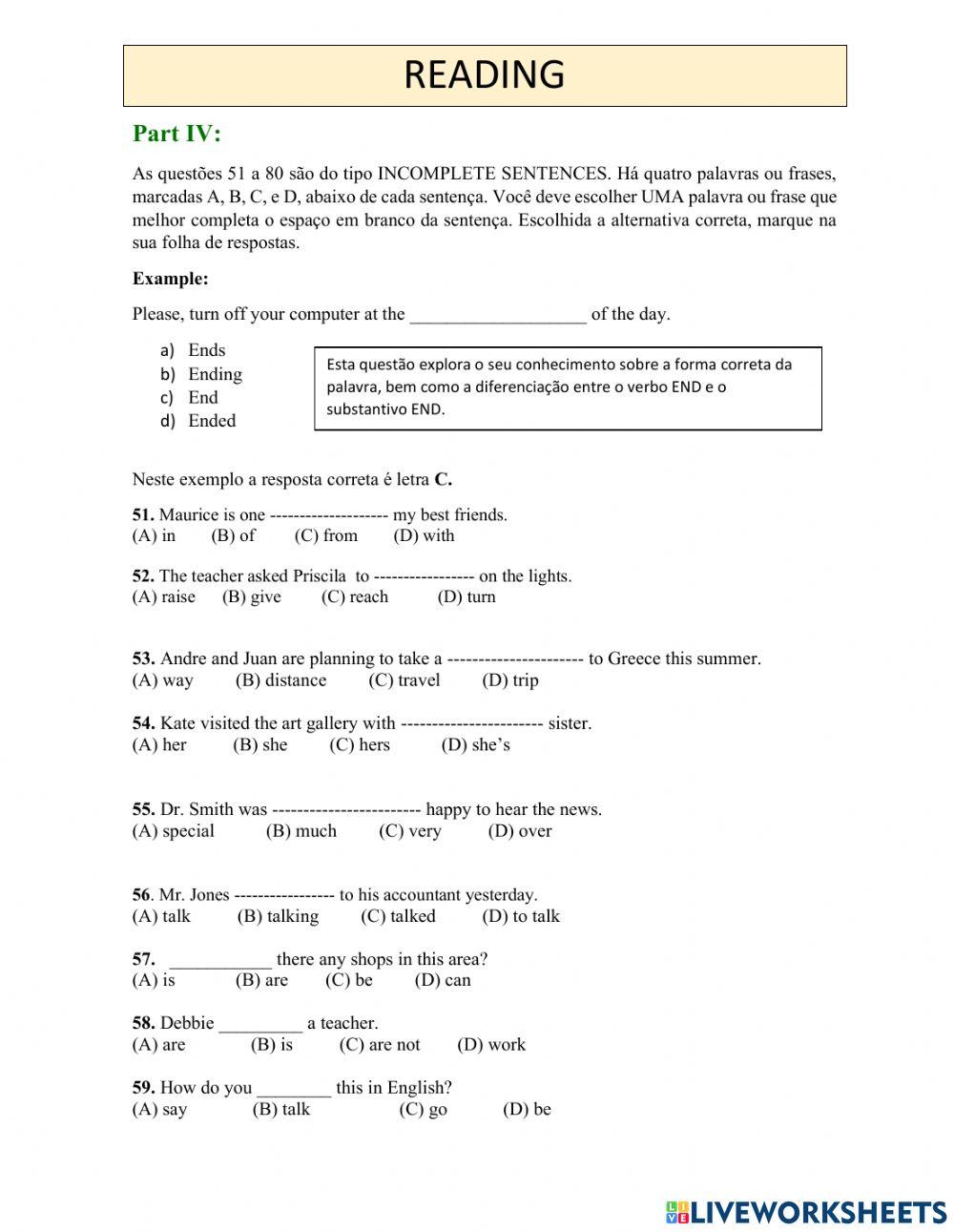 Preparatório para o exame toeic bridge