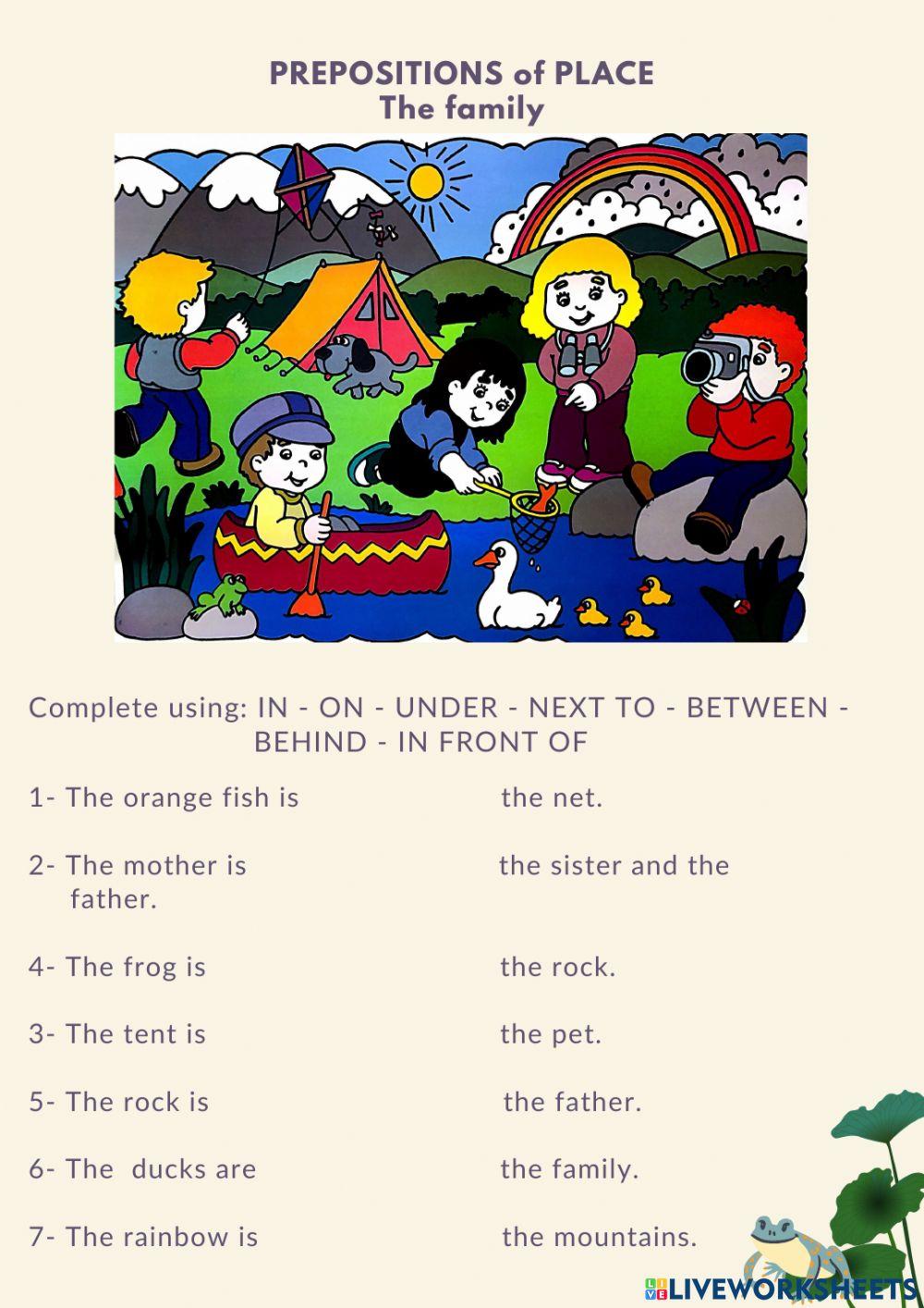 Prepositions of place & the family