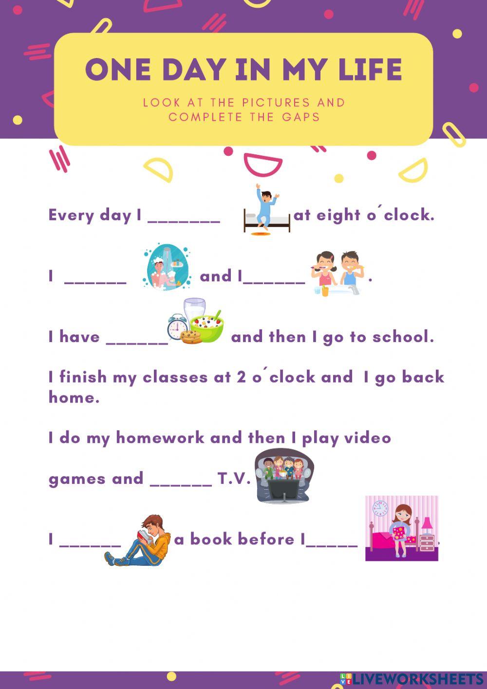 One day in my l… | Free Interactive Worksheets | 5025003