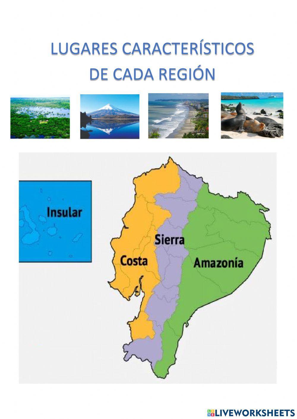 Lugares característicos de cada región