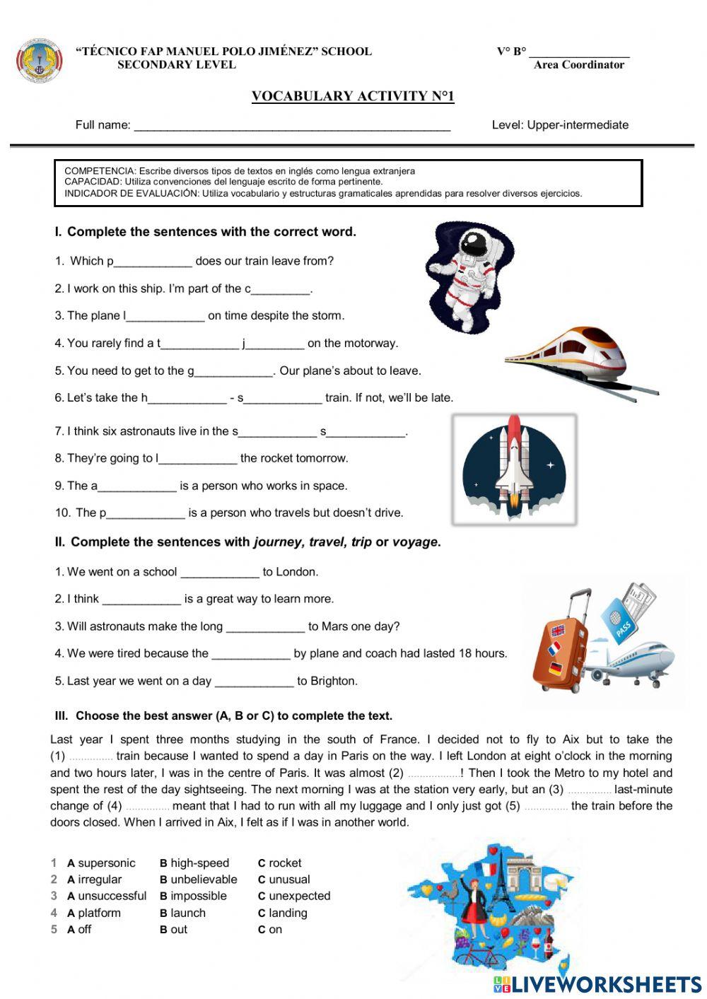 Vocabulary activity n°1