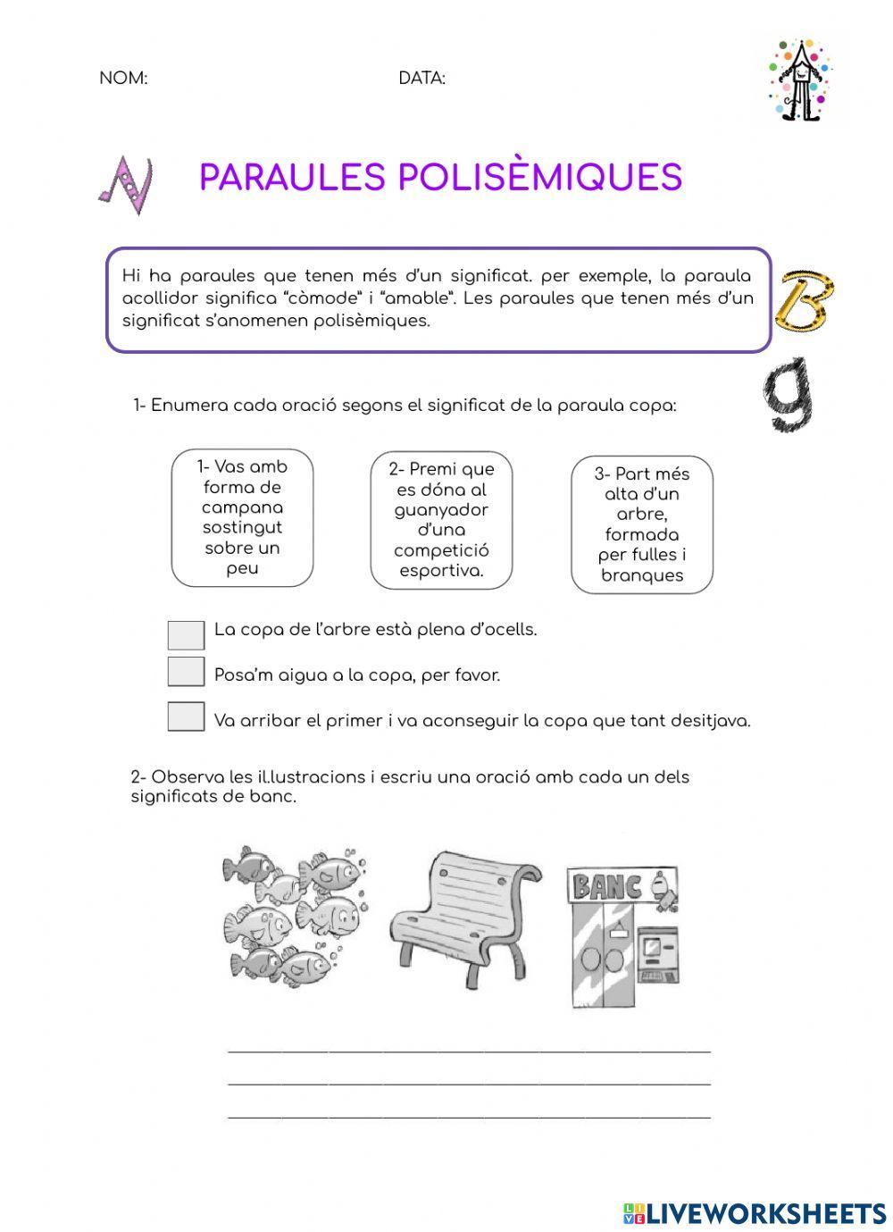 Paraules polisèmiques Paraules polisèmiques