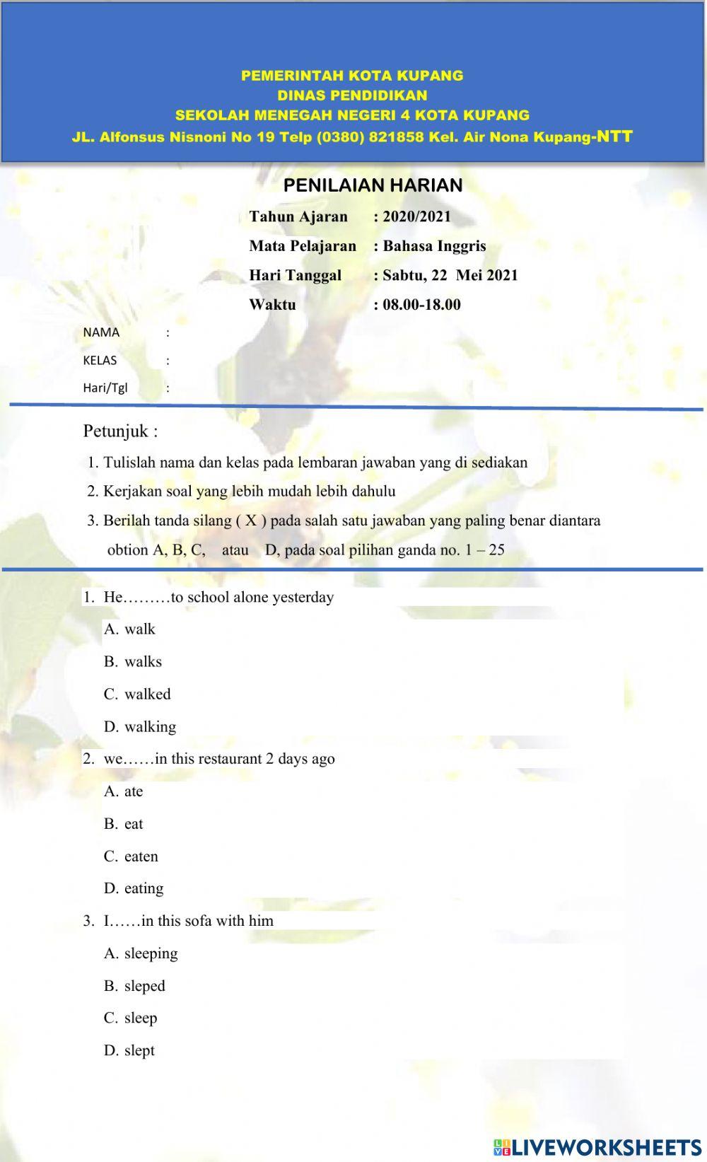 The simple Past Tense