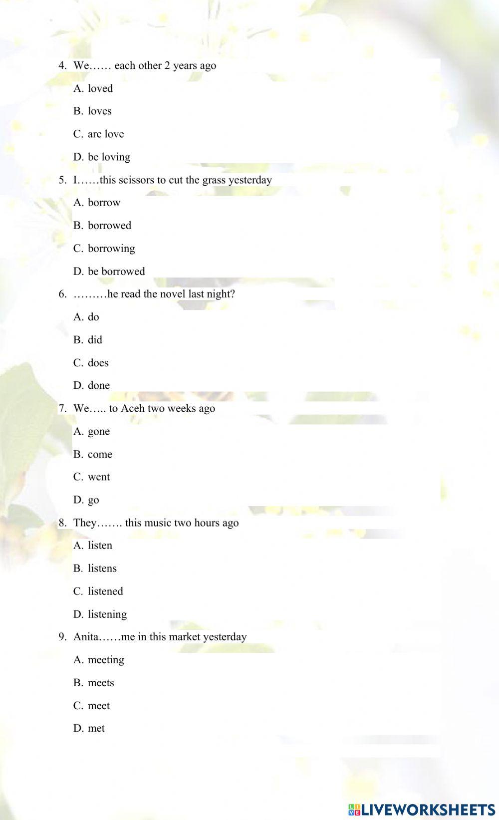 The simple Past Tense